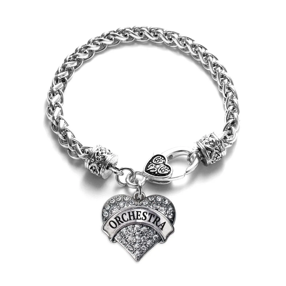 Silver Orchestra Pave Heart Charm Braided Bracelet