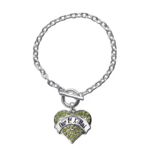 Silver Our 1st X-Mas Green Green Pave Heart Charm Toggle Bracelet