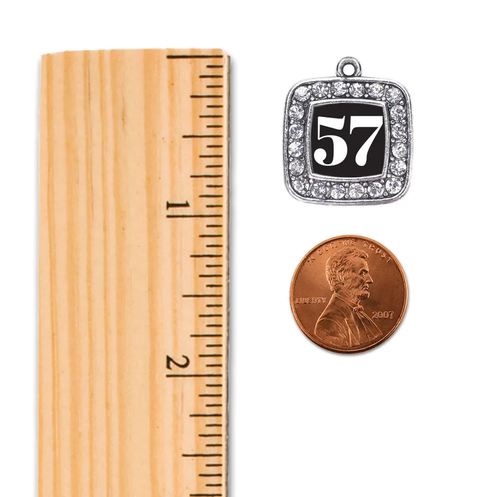 Silver Sport Number 57 Square Charm Toggle Bracelet