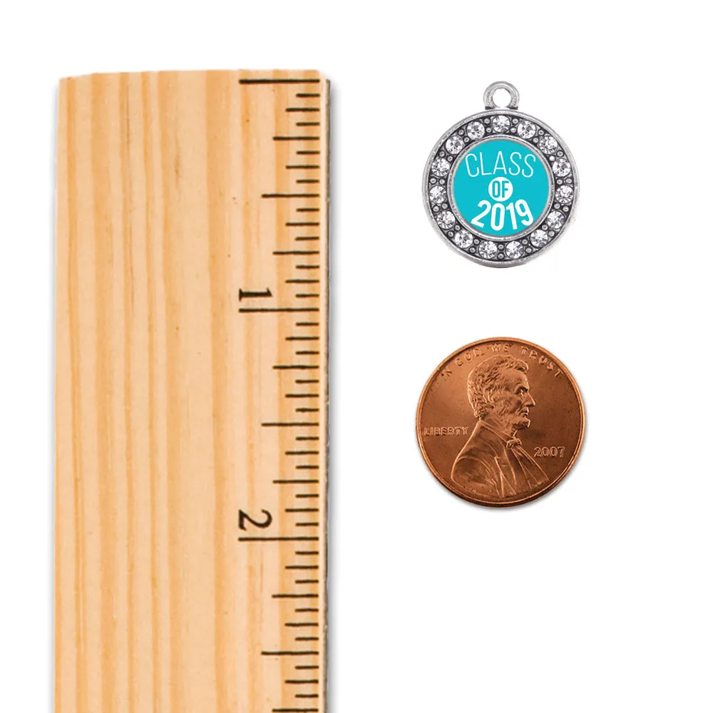 Silver Teal Class of 2019 Circle Charm Braided Bracelet