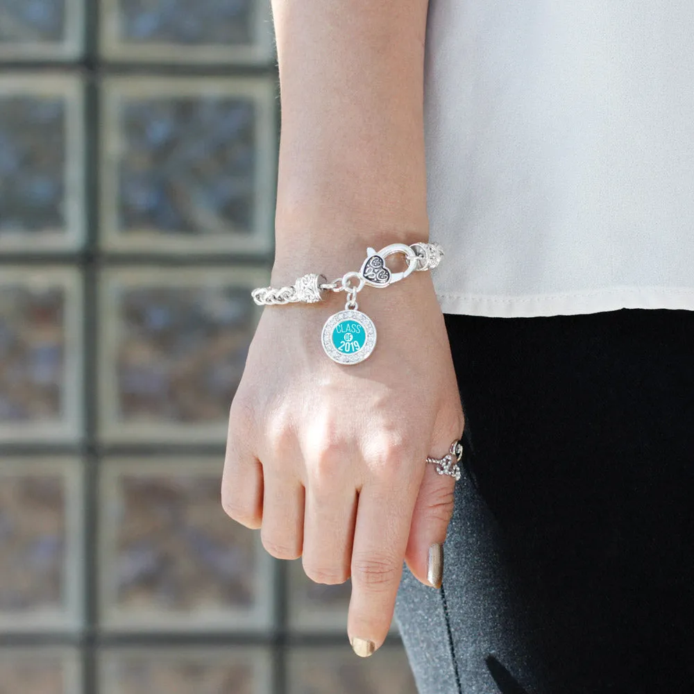 Silver Teal Class of 2019 Circle Charm Braided Bracelet
