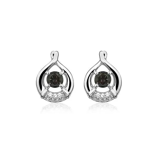 Silver White Topaz and Smoky Quartz Earrings
