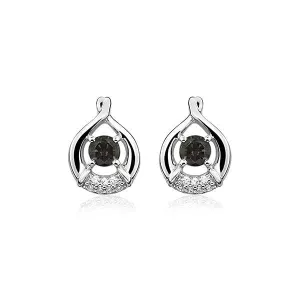 Silver White Topaz and Smoky Quartz Earrings