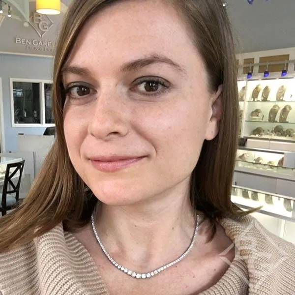 Simon G. 18K White Gold Graduating Diamond Riviera Necklace