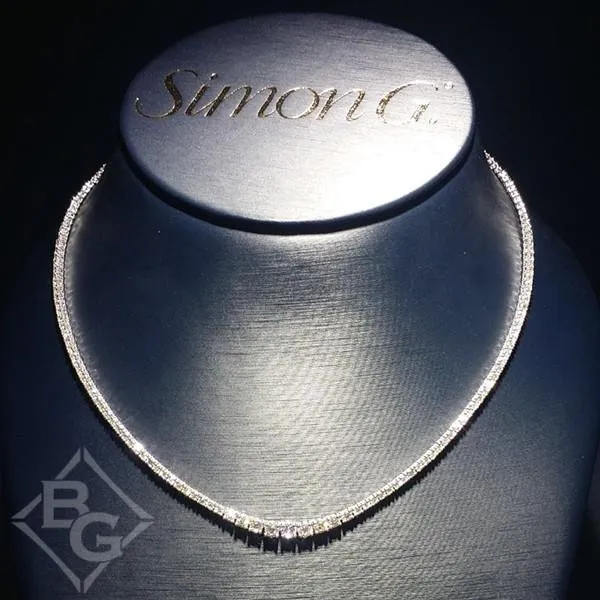Simon G. 18K White Gold Graduating Diamond Riviera Necklace