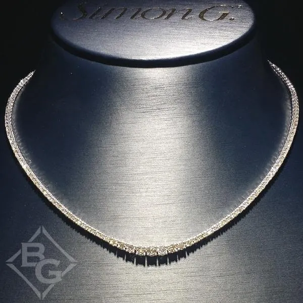 Simon G. 18K White Gold Graduating Diamond Riviera Necklace