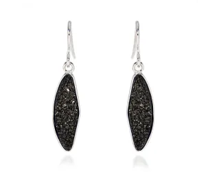 Small Marquise Black Druzy Earrings