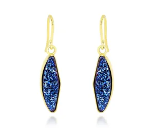 Small Marquise Blue Druzy 14k Vermeil Earrings