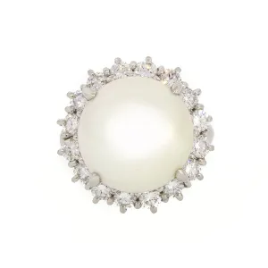 South Sea Pearl & Diamond Platinum Cocktail Ring