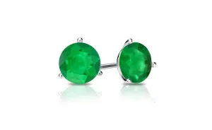 Sterling Silver 1 Carat Emerald Cubic Zirconia Round Stud Earrings Gold Plated