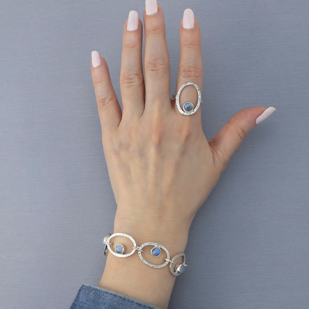 Sterling Silver and Moonstone Bracelet