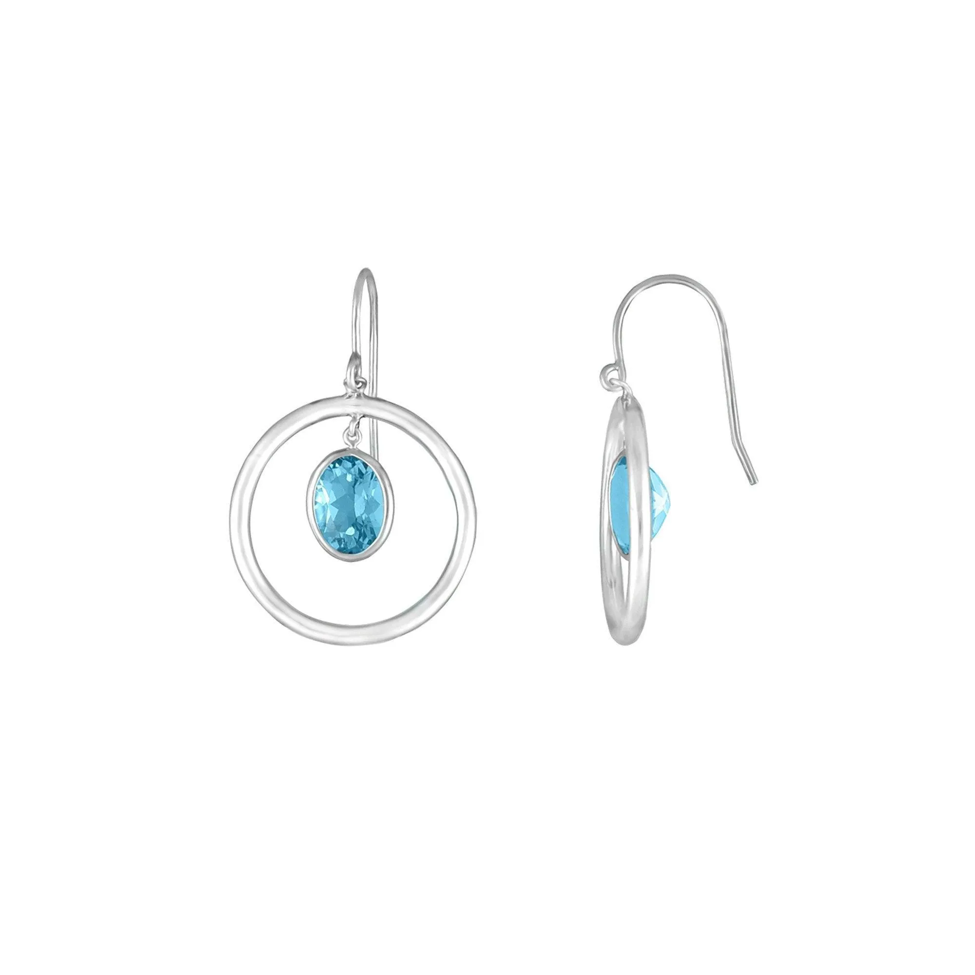 Sterling Silver Blue Topaz Dangle Earrings