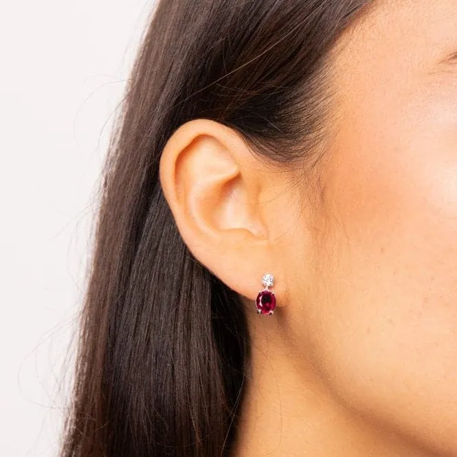 Sterling Silver Red and Clear Cubic Zirconia Earrings E6399