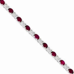 Sterling Silver Ruby Color Cz Bracelet