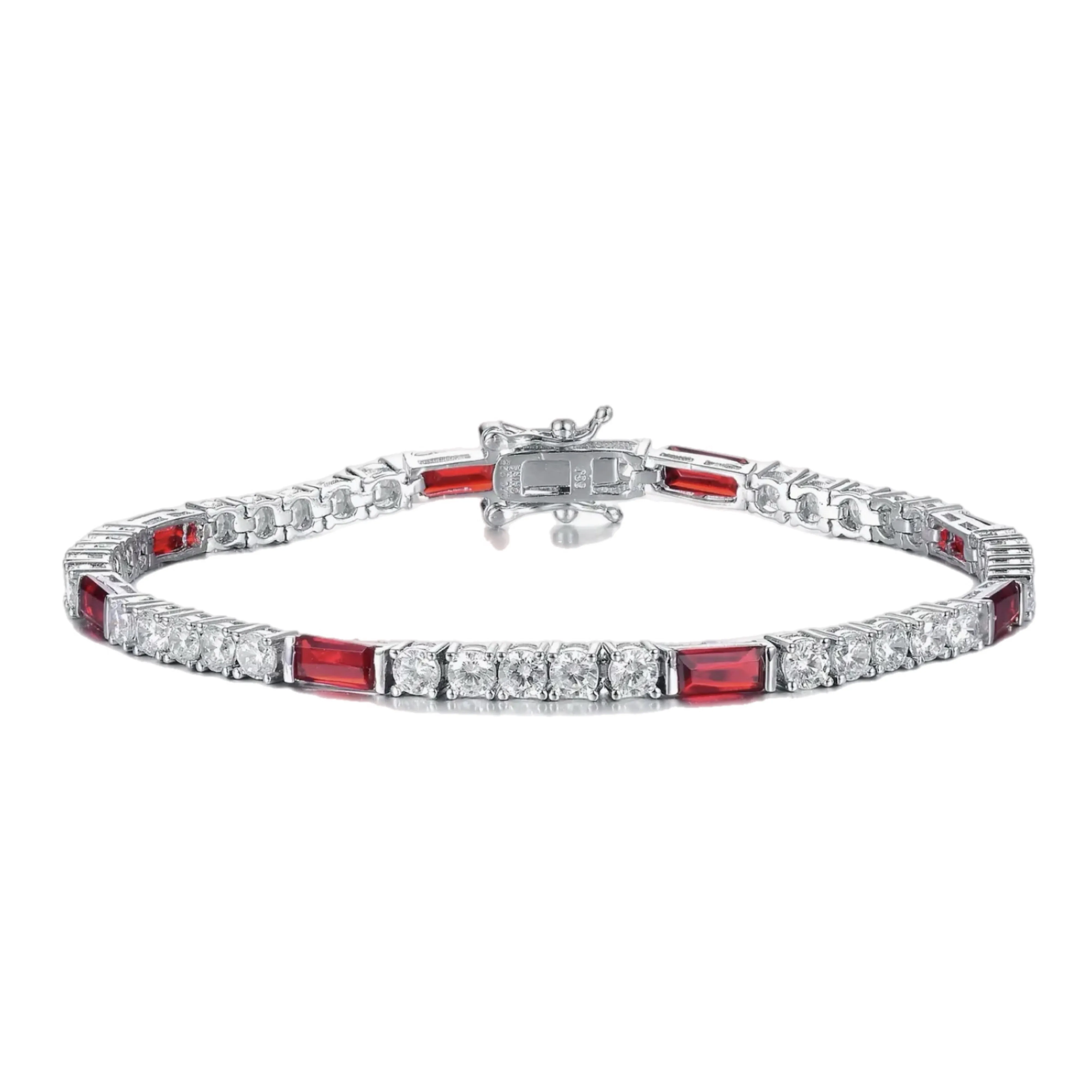 Sterling Silver Ruby CZ Tennis Bracelet