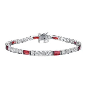 Sterling Silver Ruby CZ Tennis Bracelet