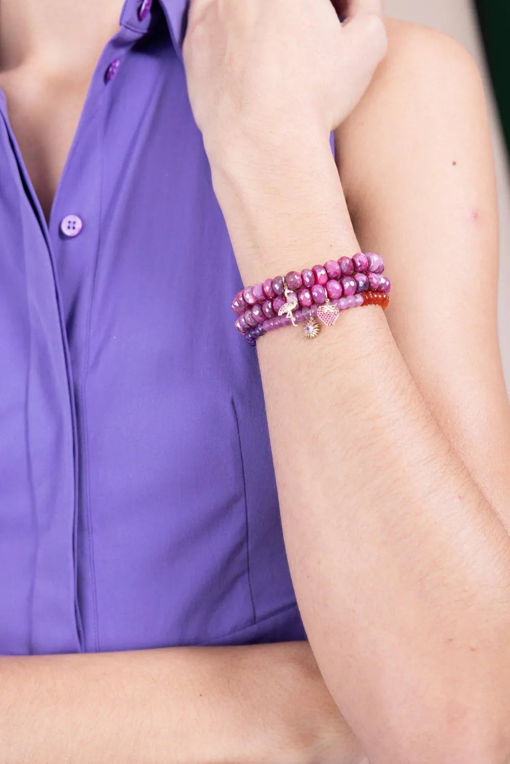 Strawberry Moonstone Charm Bracelet