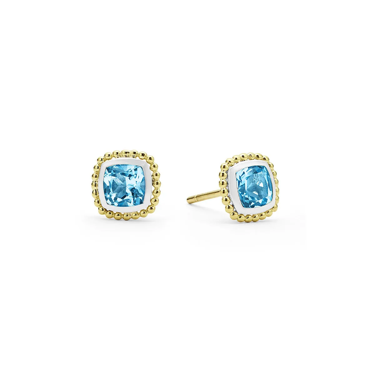 Swiss Blue Topaz Caviar Stud Earrings