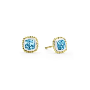 Swiss Blue Topaz Caviar Stud Earrings
