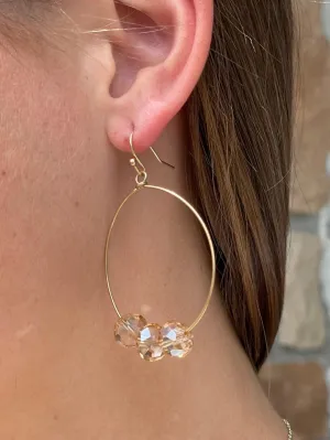 Tan/Topaz 3 Bead Hoop Earring