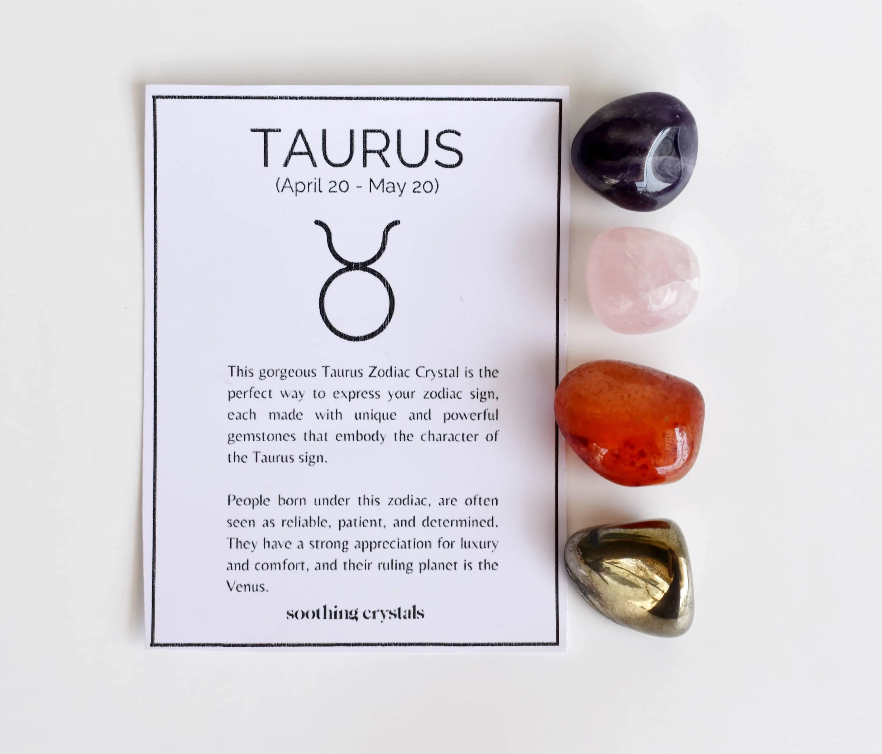 TAURUS Zodiac Crystal Kit, Taurus Birthstones Tumbled Stones Set, Taurus Stones Gifts