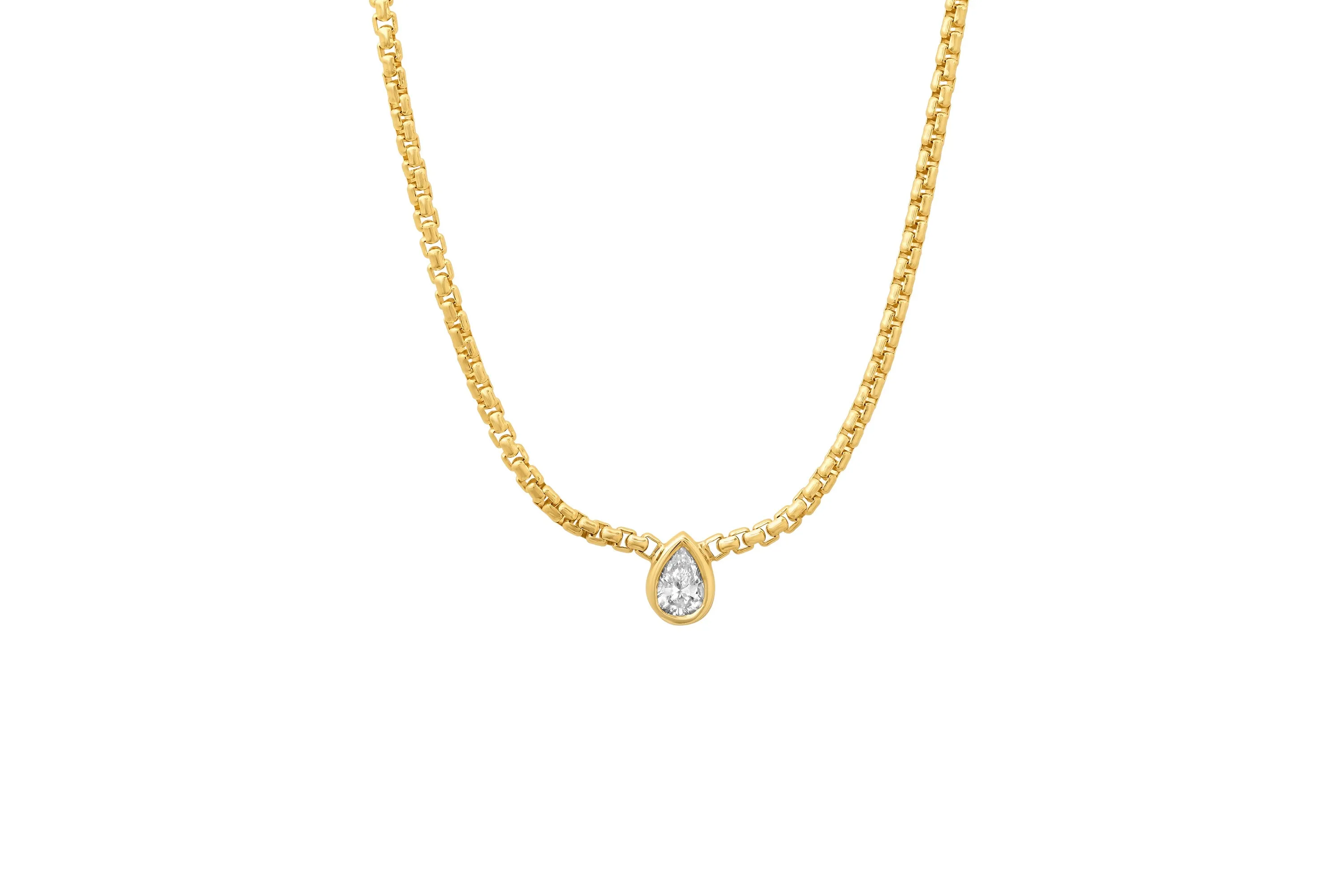 Teardrop Diamond Boxchain Necklace