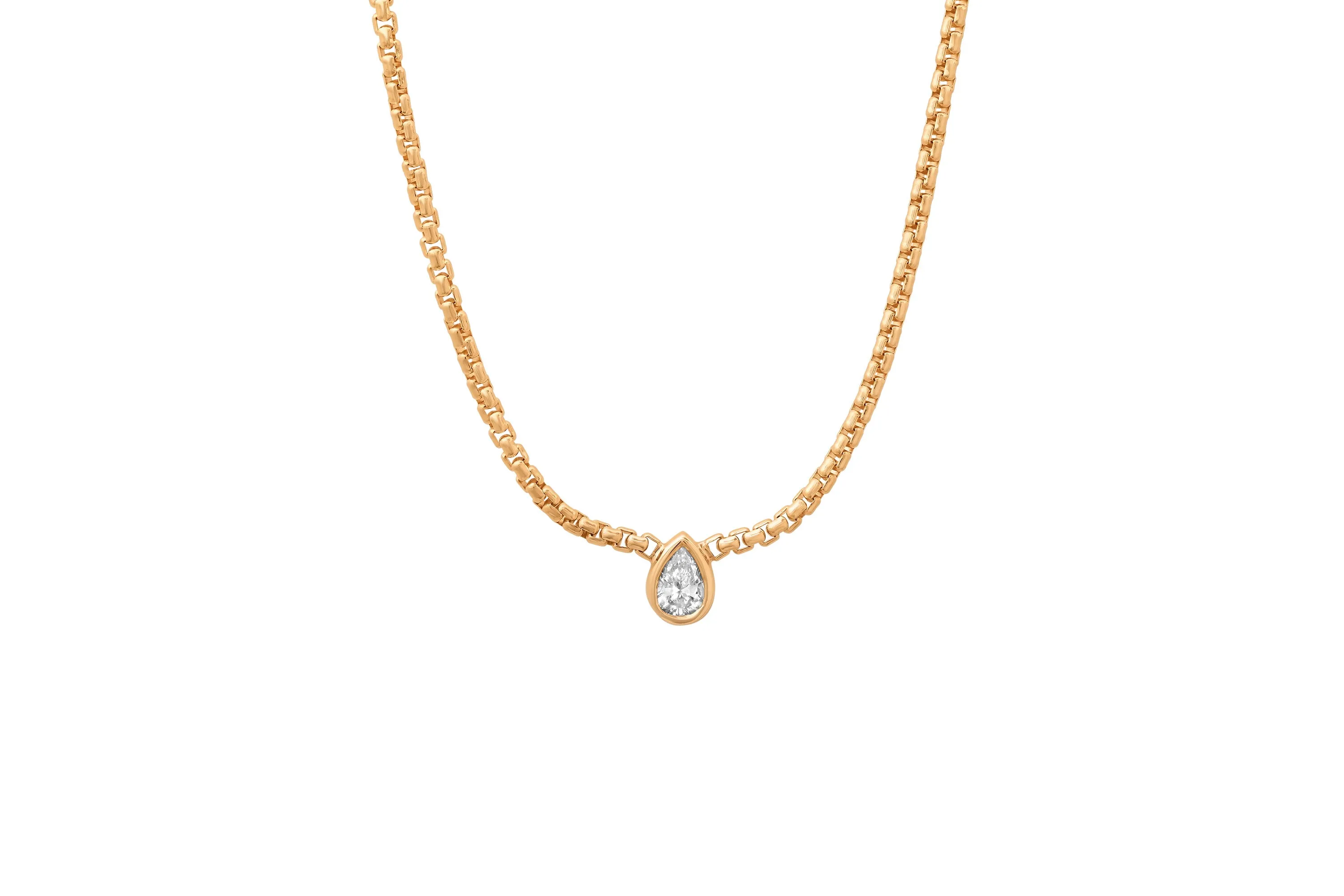 Teardrop Diamond Boxchain Necklace
