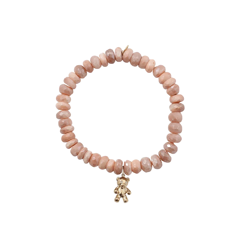 Teddy Bear Salmon Moonstone Bracelet