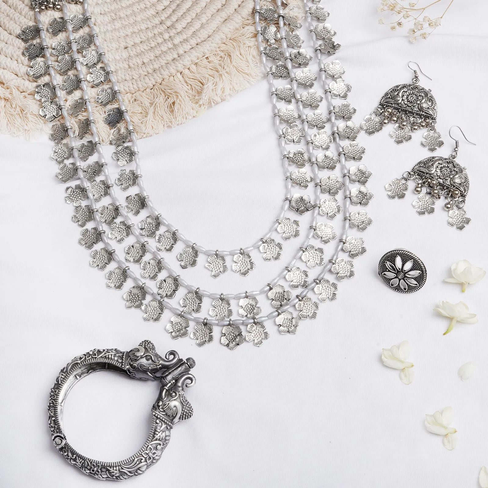 Teejh Charu Silver Oxidised Jewlery Gift Set