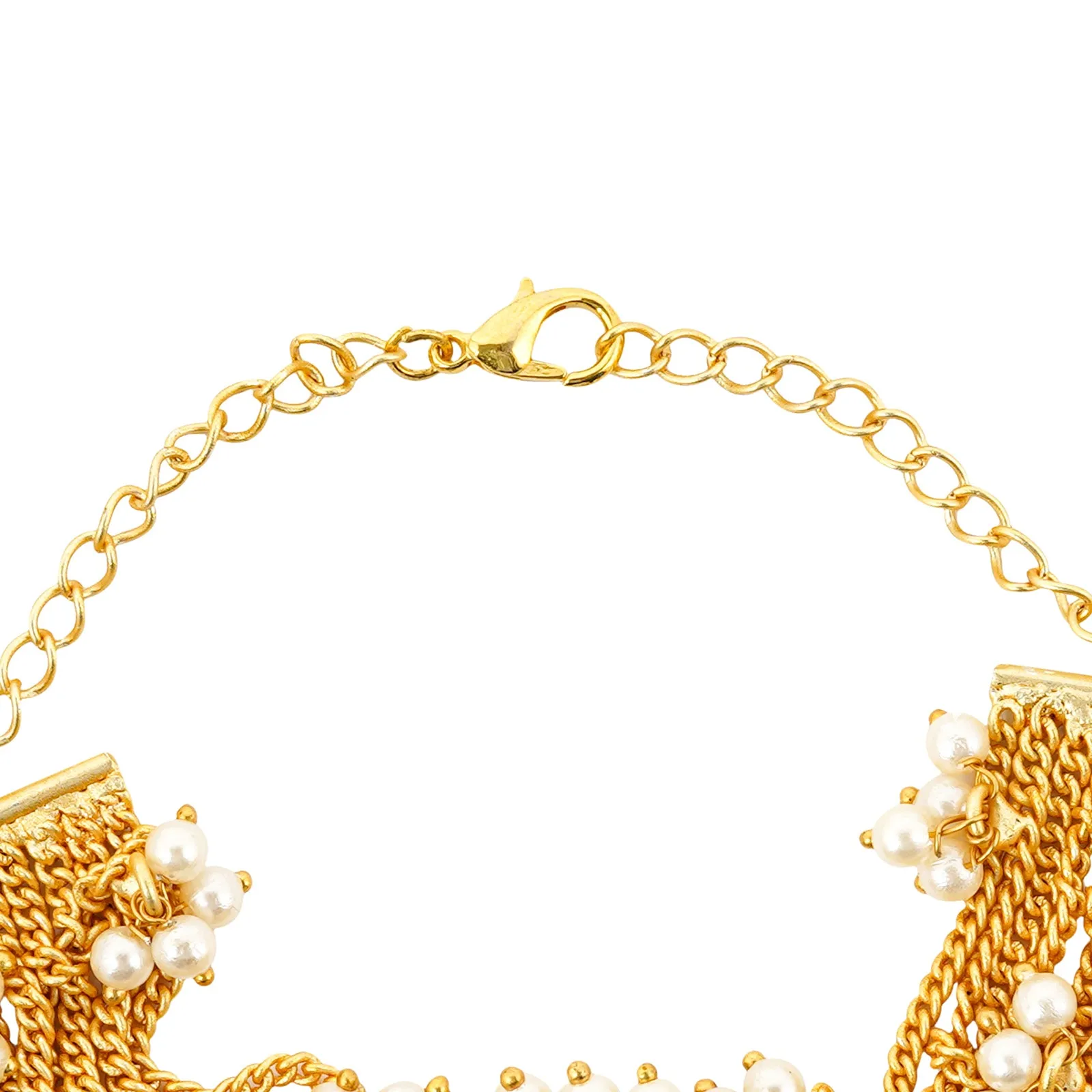 Teejh Eiravathi white Studded layered chain pearl bracelet