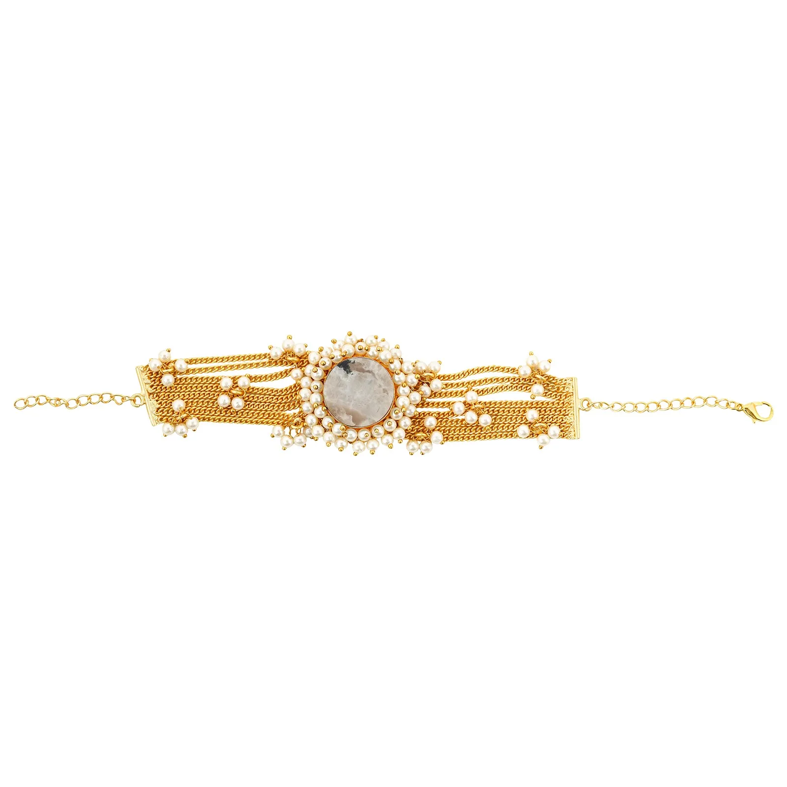 Teejh Eiravathi white Studded layered chain pearl bracelet