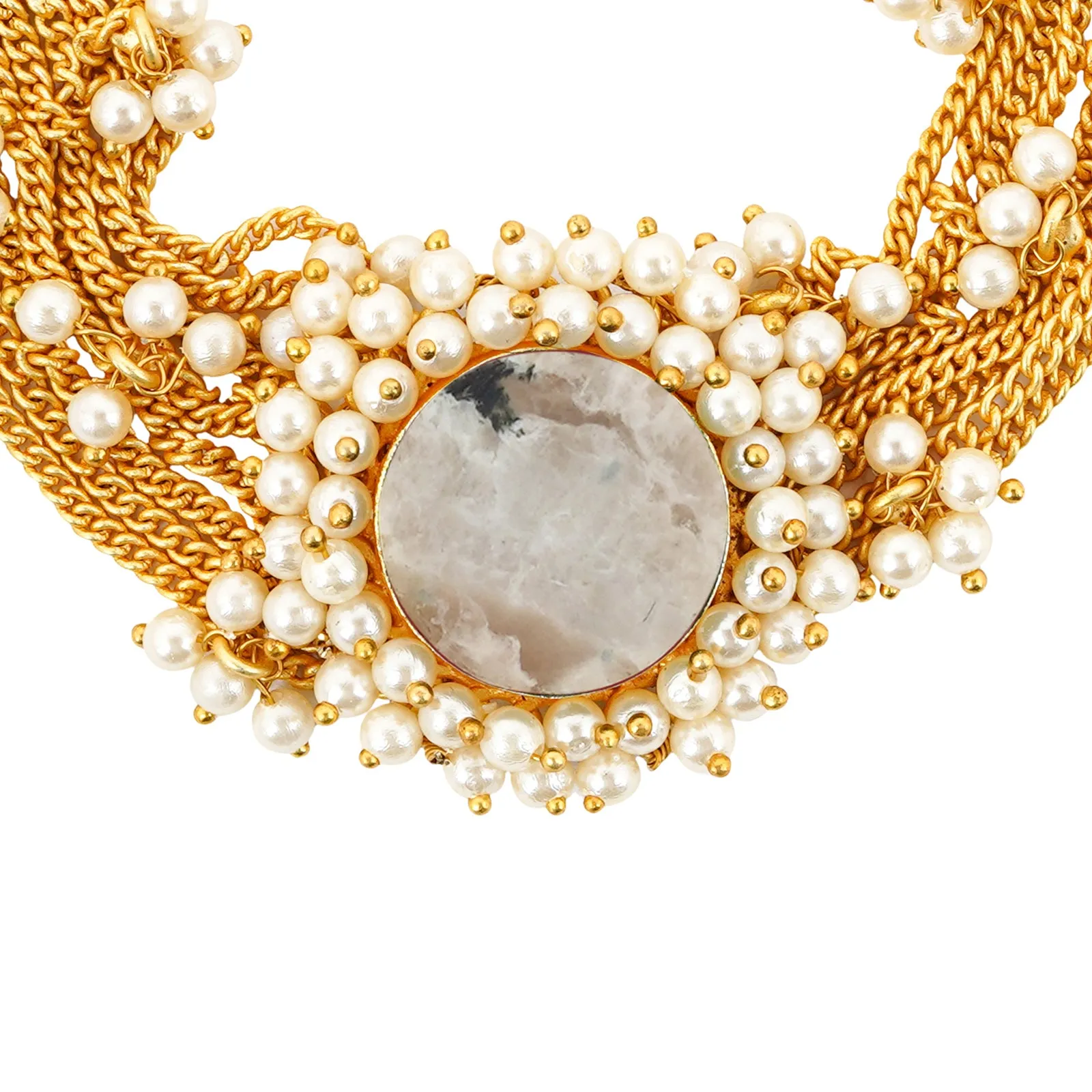 Teejh Eiravathi white Studded layered chain pearl bracelet