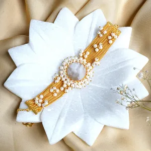 Teejh Eiravathi white Studded layered chain pearl bracelet