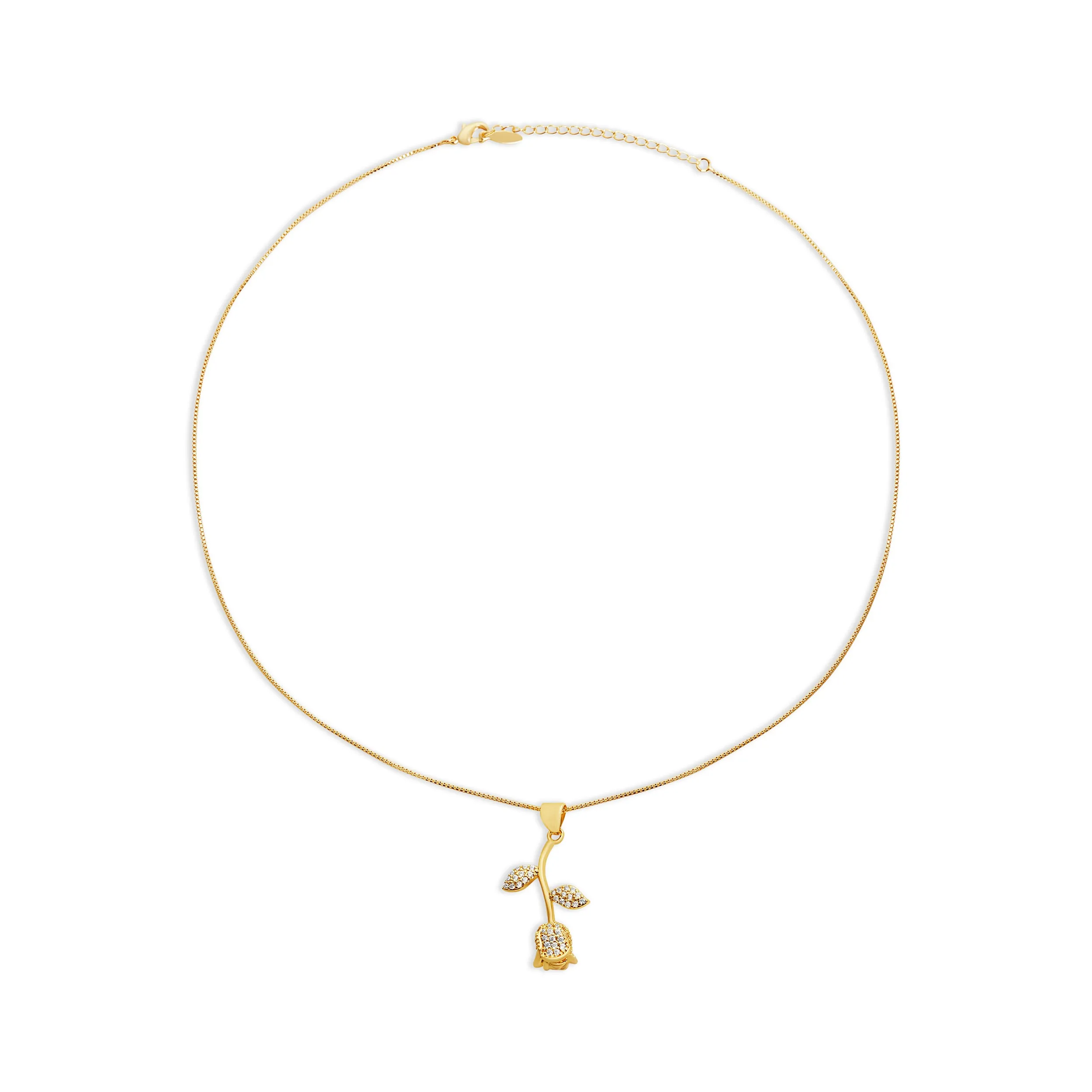 THE PAVE' ROSE PENDANT NECKLACE