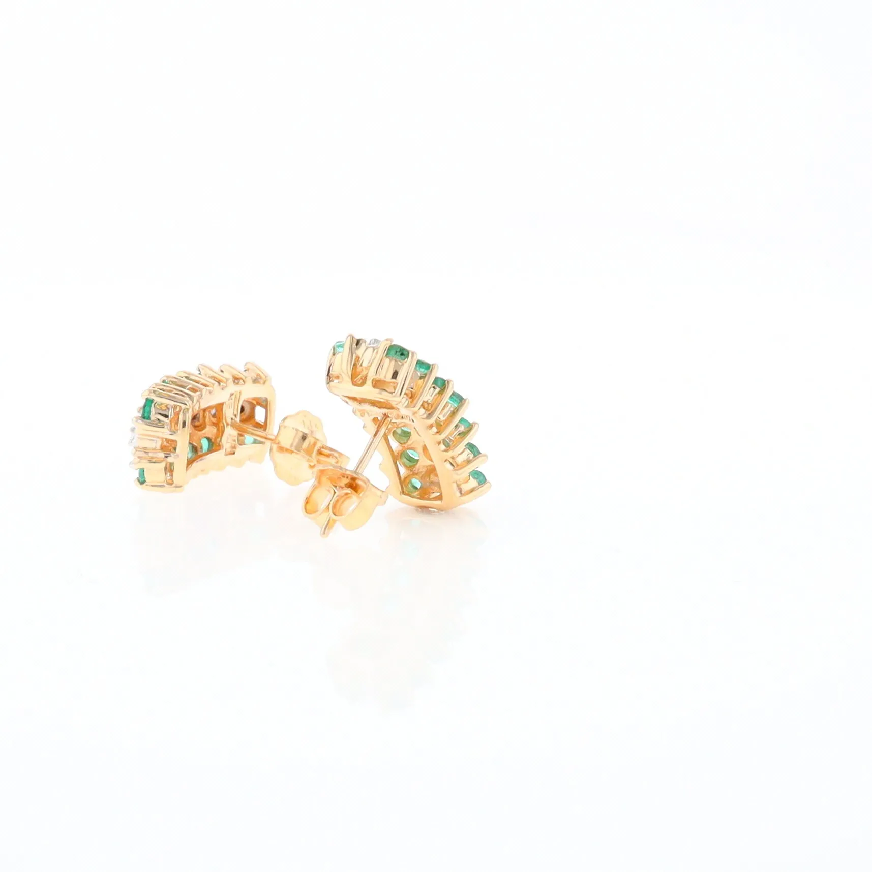 Three-Row Drop Emerald and Diamond Earrings