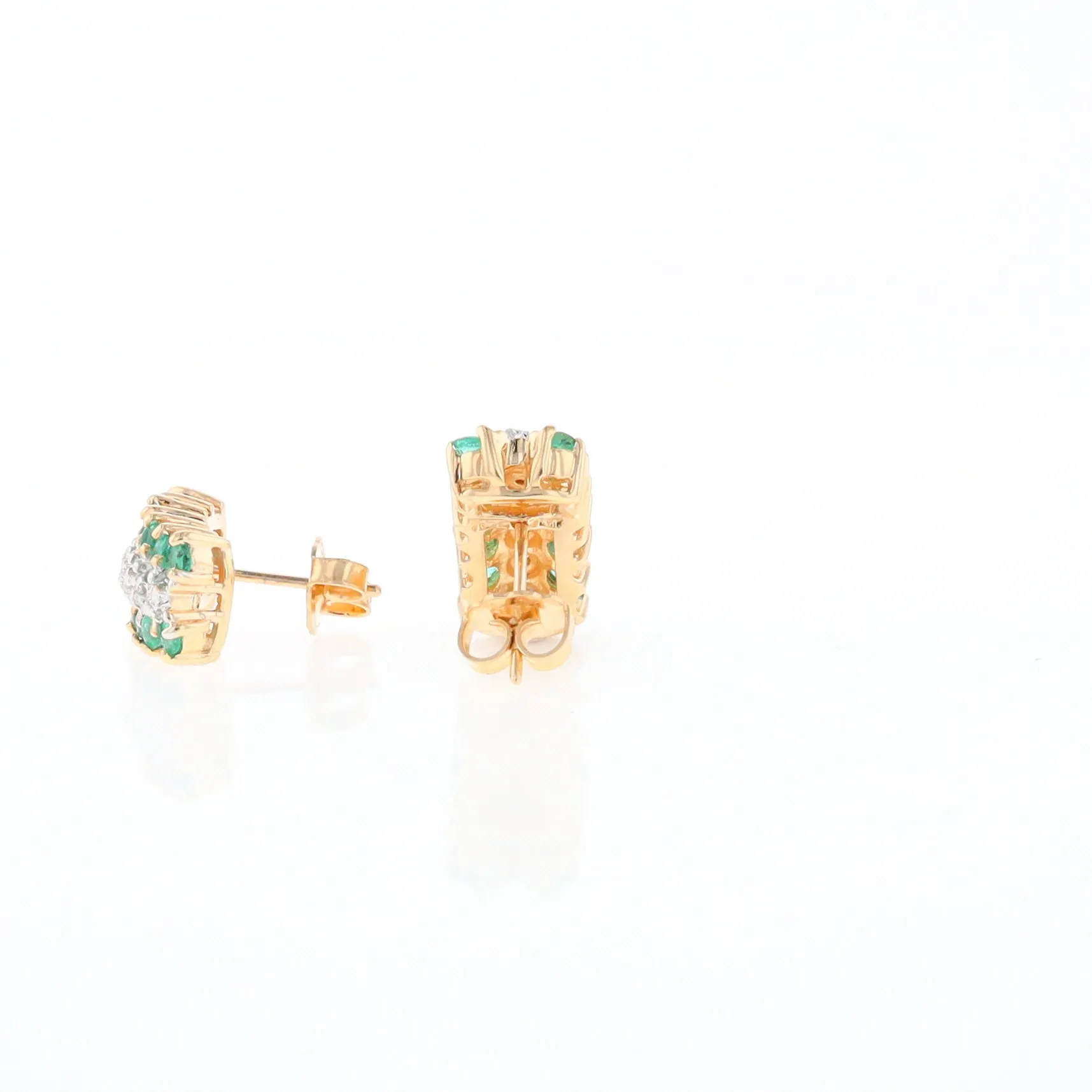 Three-Row Drop Emerald and Diamond Earrings