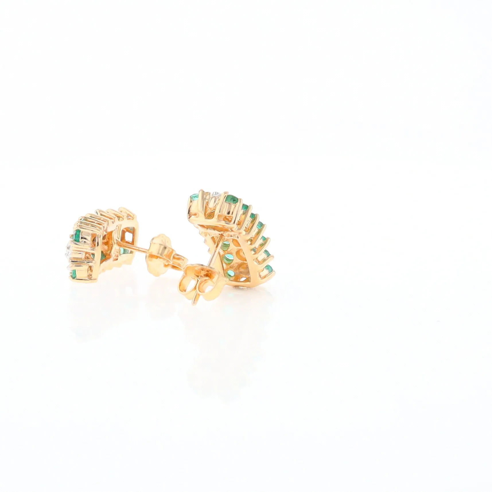 Three-Row Drop Emerald and Diamond Earrings