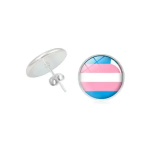 Transgender Pride Cabochon Stud Earrings