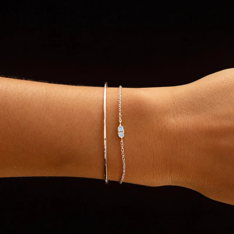 Twin Bracelet, Rainbow Moonstone, Silver