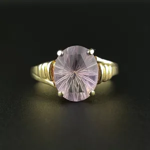 Vintage 10K Gold Specialty Cut Amethyst Cocktail Ring, Sz 6