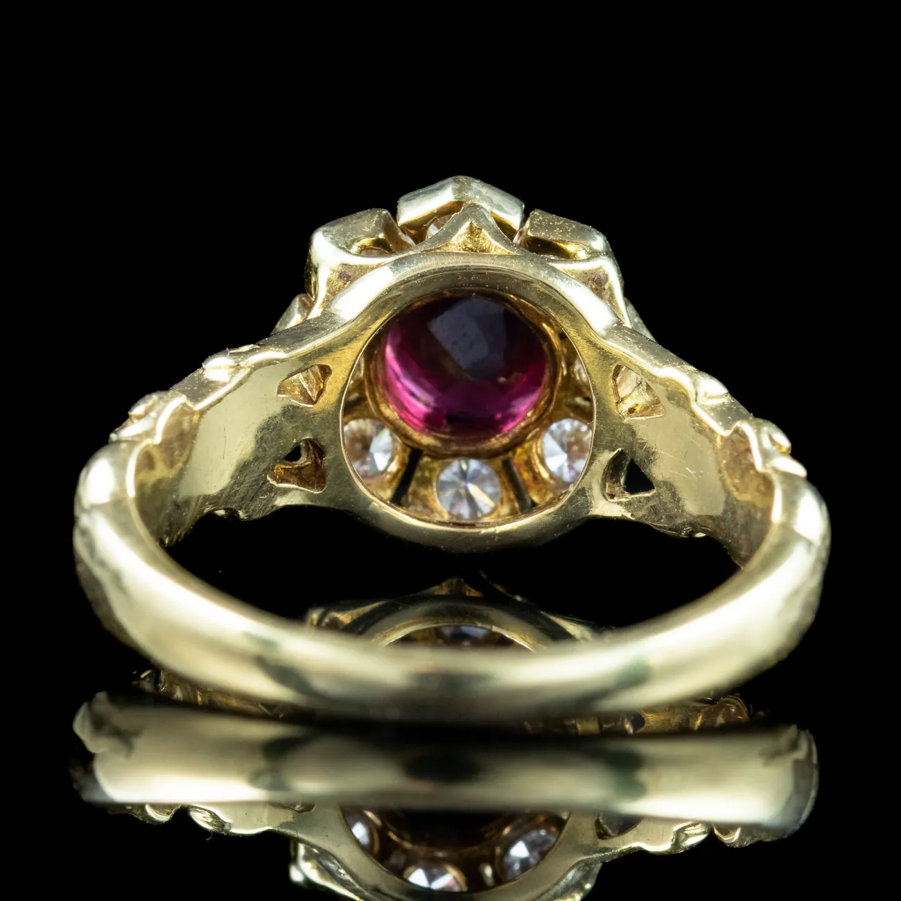 Vintage Ruby Diamond Cluster Ring Natural 1.13ct Ruby Dated 1977 With Cert