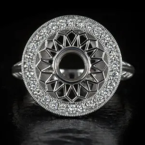 VINTAGE STYLE DIAMOND HALO ENGAGEMENT COCKTAIL RING 5mm SETTING SEMI MOUNT 14