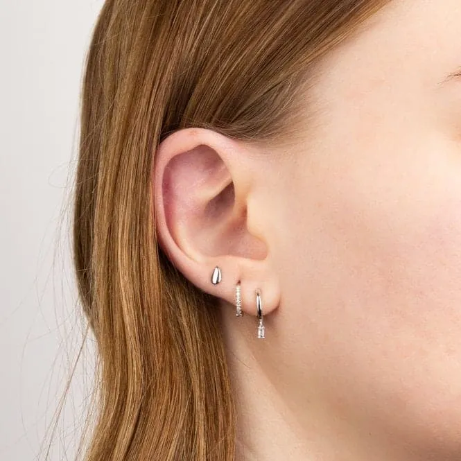 White Gold Teardrop Stud Earrings GE2434