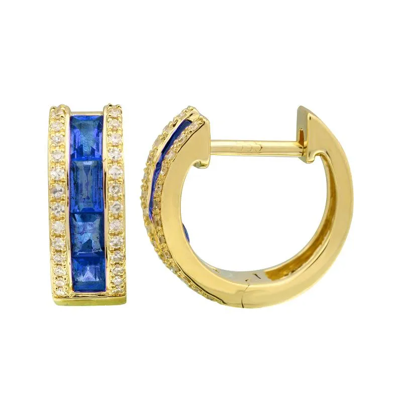 Wide Gemstone Huggies
