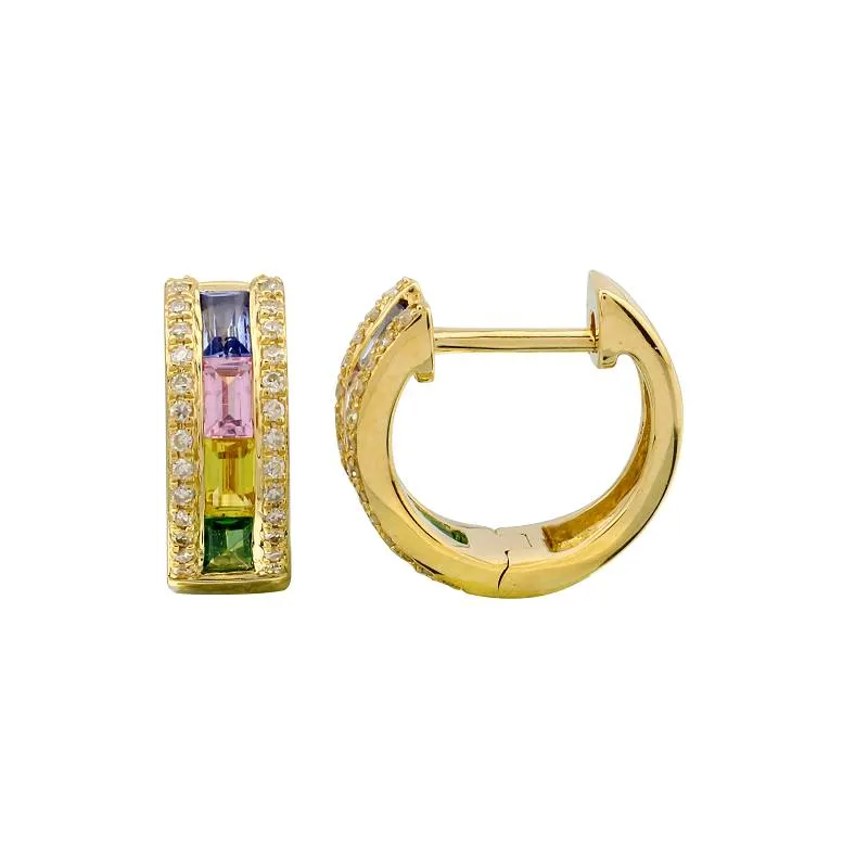 Wide Gemstone Huggies