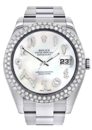 Womens Rolex Datejust II Watch | 41 MM | Mother of Pearl Arabic Numeral Dial | Two Row | Oyster Band