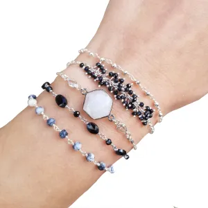 Wrap Bracelet - Black and White - Silver