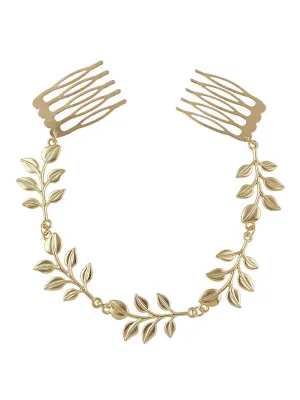 Yellow Chimes Comb Pin For Women Gold Tone Floral Hair Comb Clip For Women and Girls