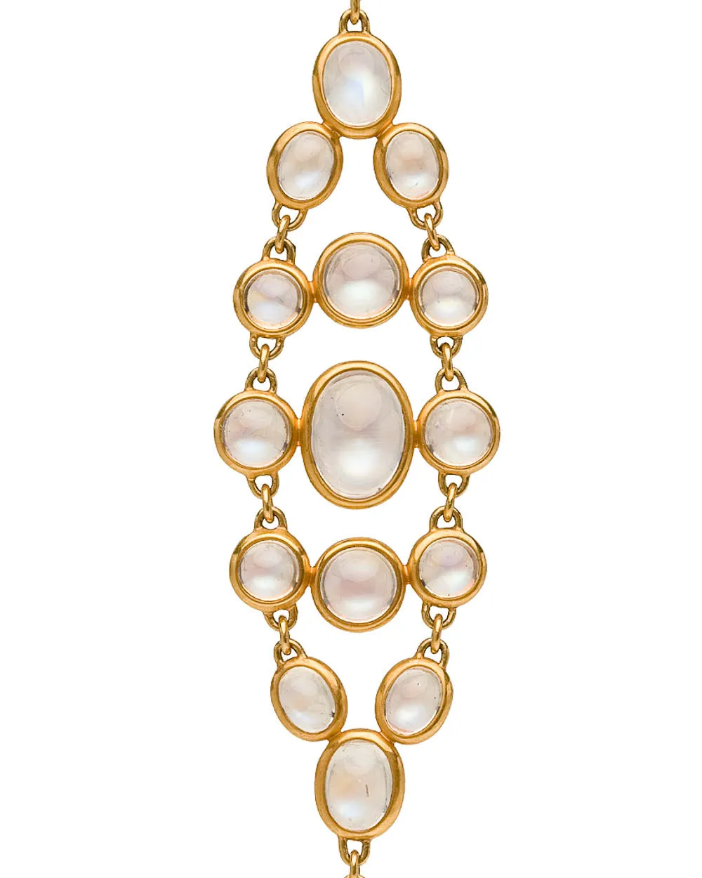 Yellow Gold Rainbow Moonstone Mesh Bracelet