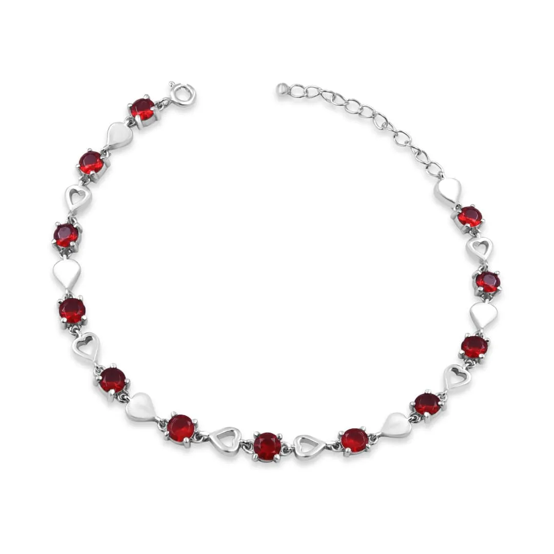 Zarkan 925 Silver Ruby Minimal Bracelet